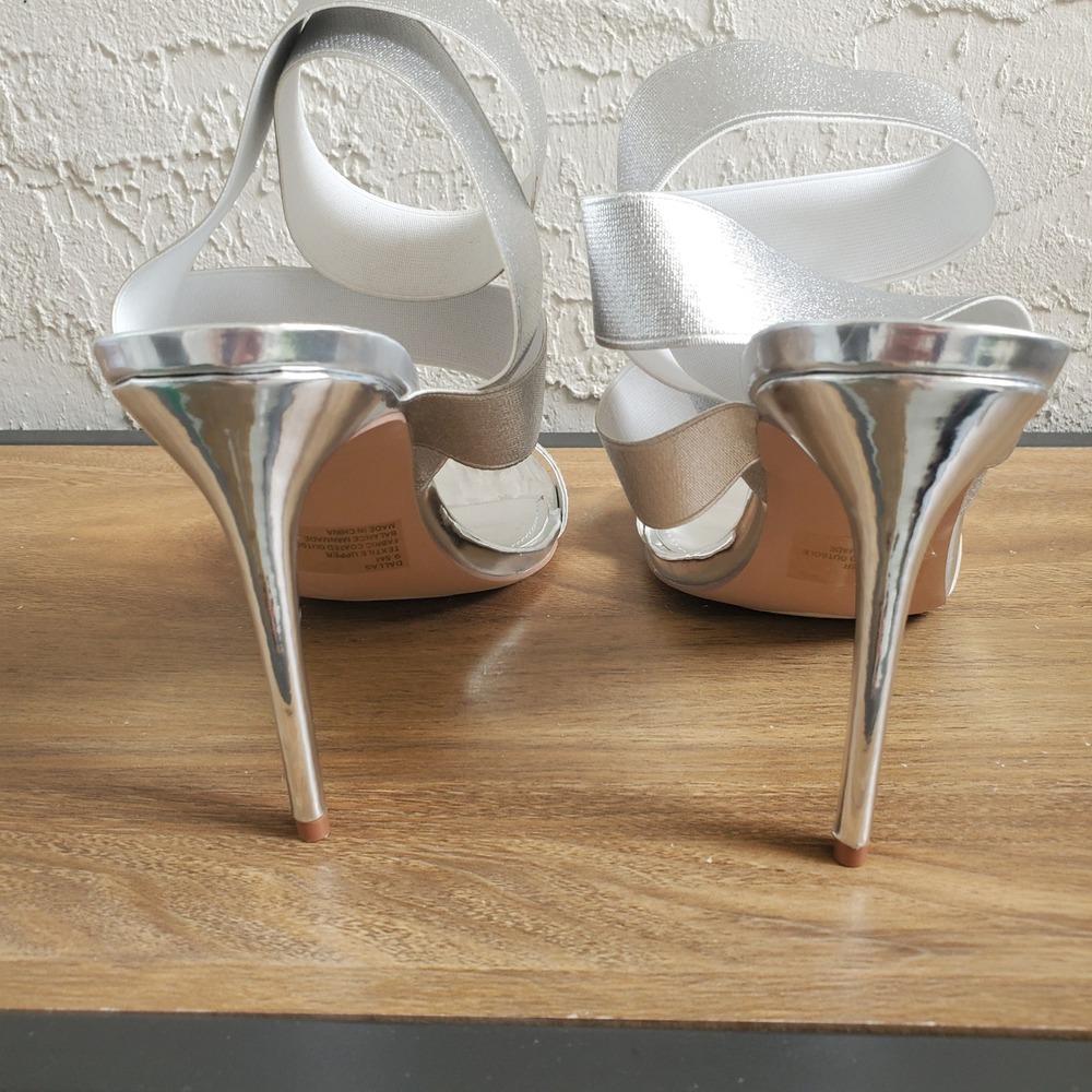 Lauren Lorraine Dallas Ankle Strap Stiletto Heels Womens 9.5 Silver Metallic - Picture 3 of 10